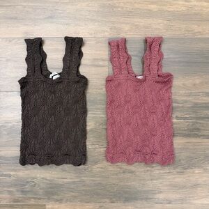 Altar'd State Textured Tank Tops - Brown and Pink